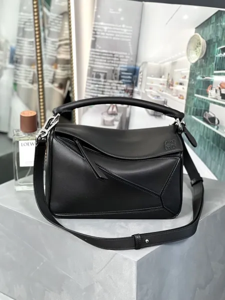Loewe Puzzle Mini Black Leather Shoulder Bag - 1