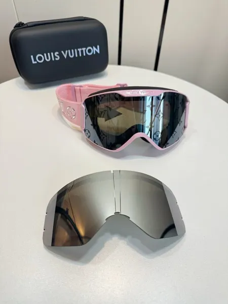 Louis Vuitton Ski Goggles Pink Monogram with Silver Mirror Lens Eyewear - 1