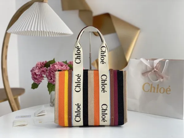 Chloé Striped Canvas Tote Bag Multicolor - 1