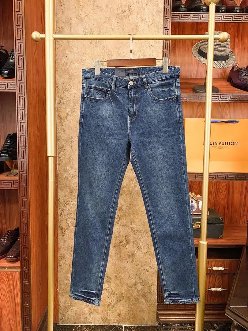 Louis Vuitton Monogram Embroidered Denim Jeans Blue - 5