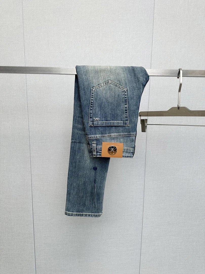 Louis Vuitton Monogram Embroidered Denim Jeans Blue - 8