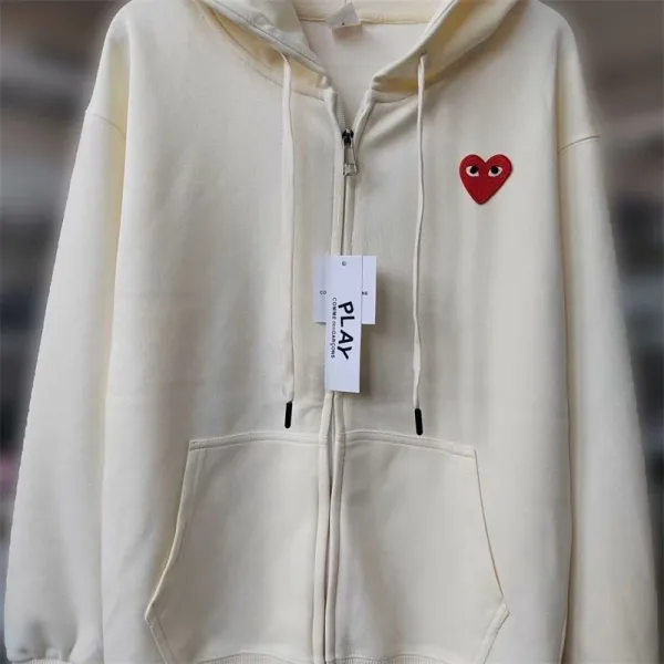 Comme des Garçons Play Heart Logo White Hoodie - 4