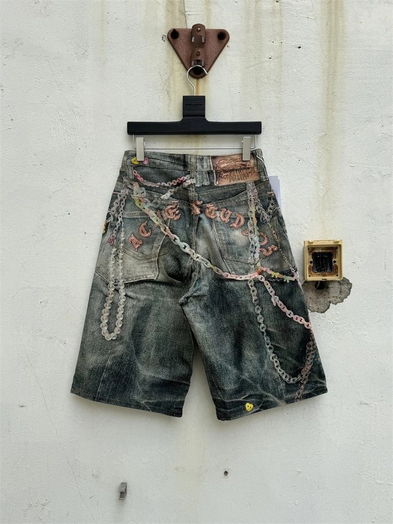 Design Acid Wash Wide-Leg Jeans Blue - 35