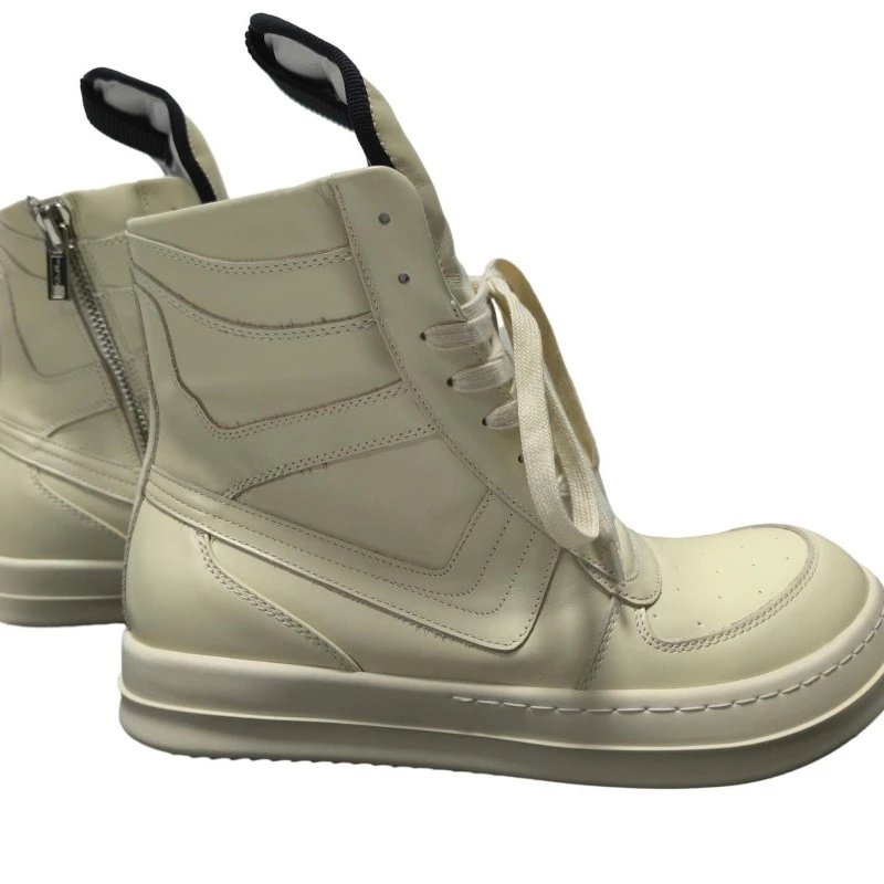 Rick Owens DRKSHDW Leather High-Top Sneaker Beige Boots