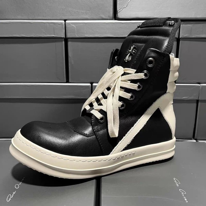 Rick Owens DRKSHDW Runner High White Leather Boots - 9