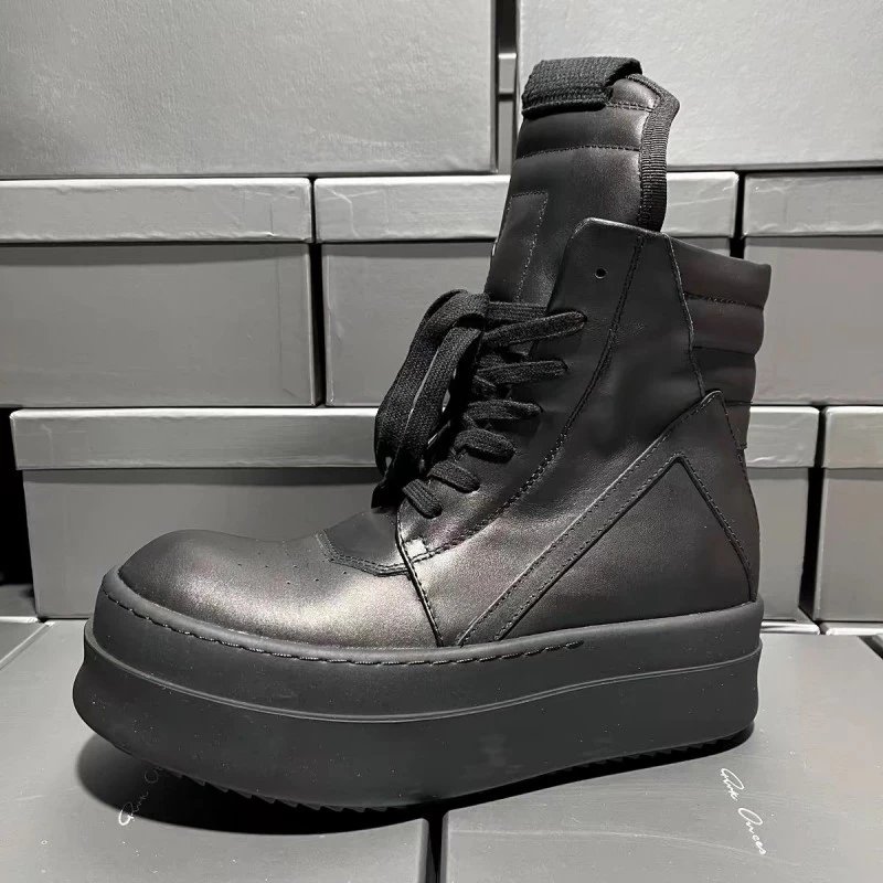 Rick Owens DRKSHDW Runner High White Leather Boots - 15