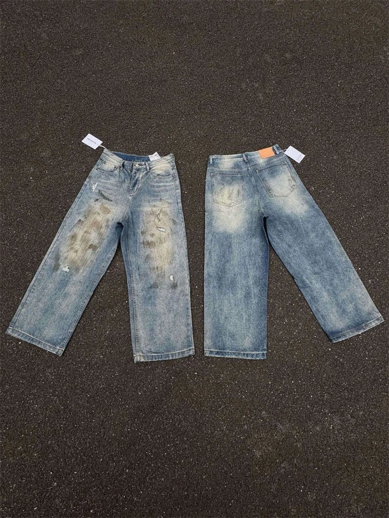 Design Acid Wash Wide-Leg Jeans Blue - 26