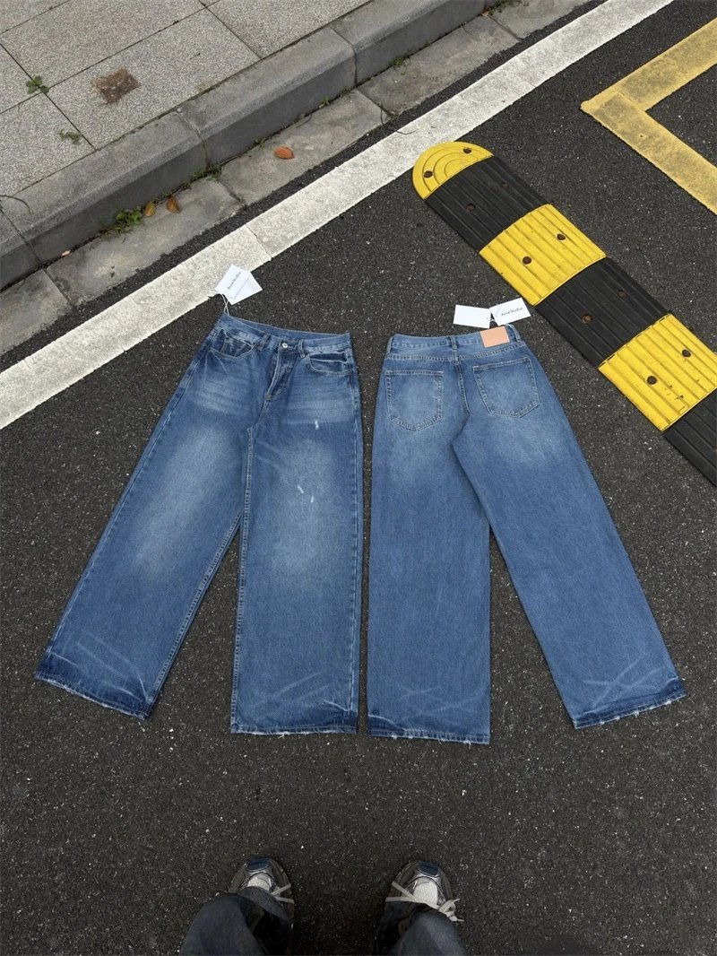 Design Acid Wash Wide-Leg Jeans Blue - 20