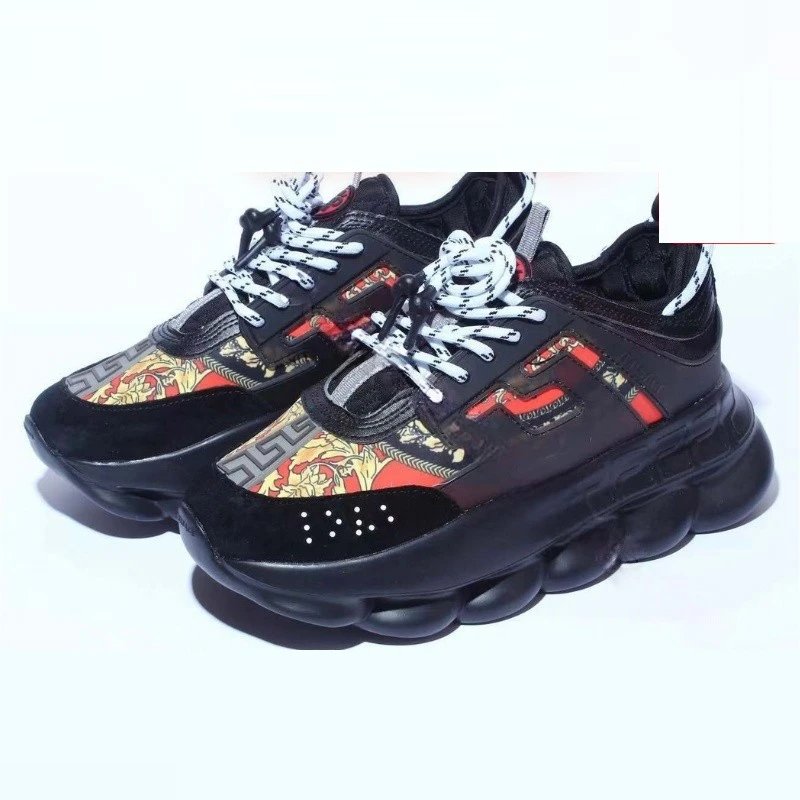 Versace Chain Reaction Sneakers Beige Brown Burgundy Chunky Sneakers - 14