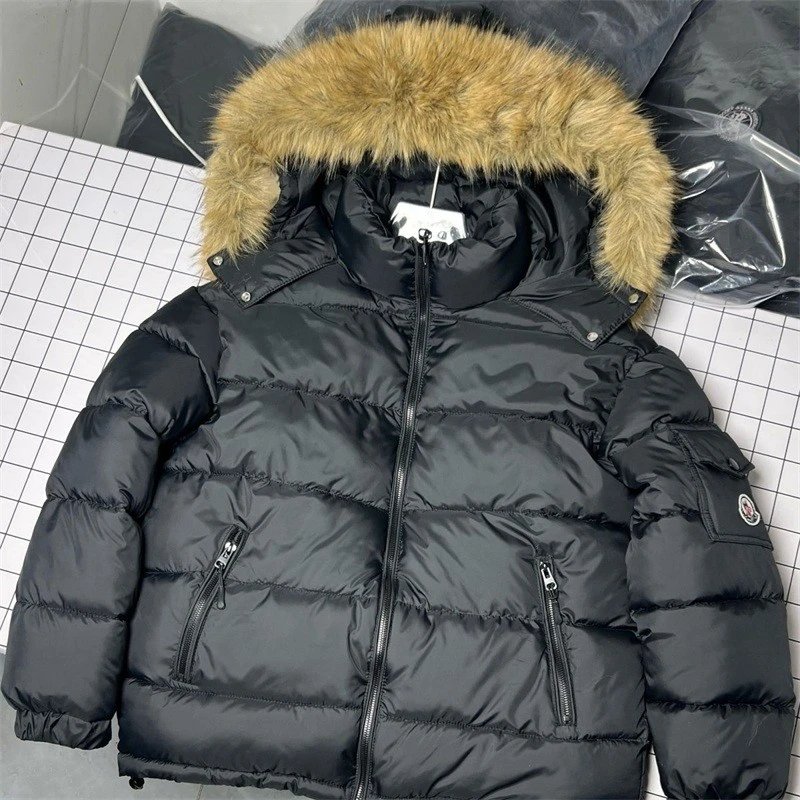 Moncler Maya Down Jacket Black with Fur Trim
