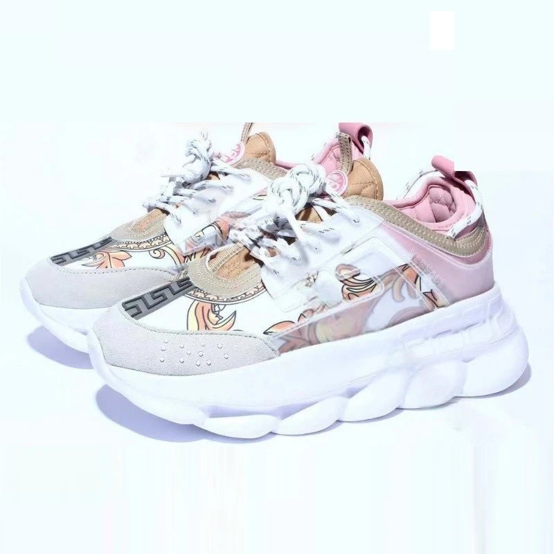 Versace Chain Reaction Sneakers Beige Brown Burgundy Chunky Sneakers - 16