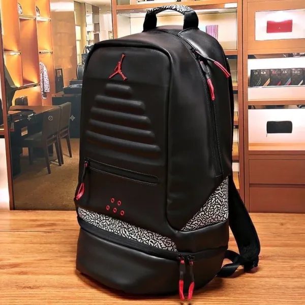 Air Jordan Retro 3 Inspired Backpack Black / Red Elephant Print - 20