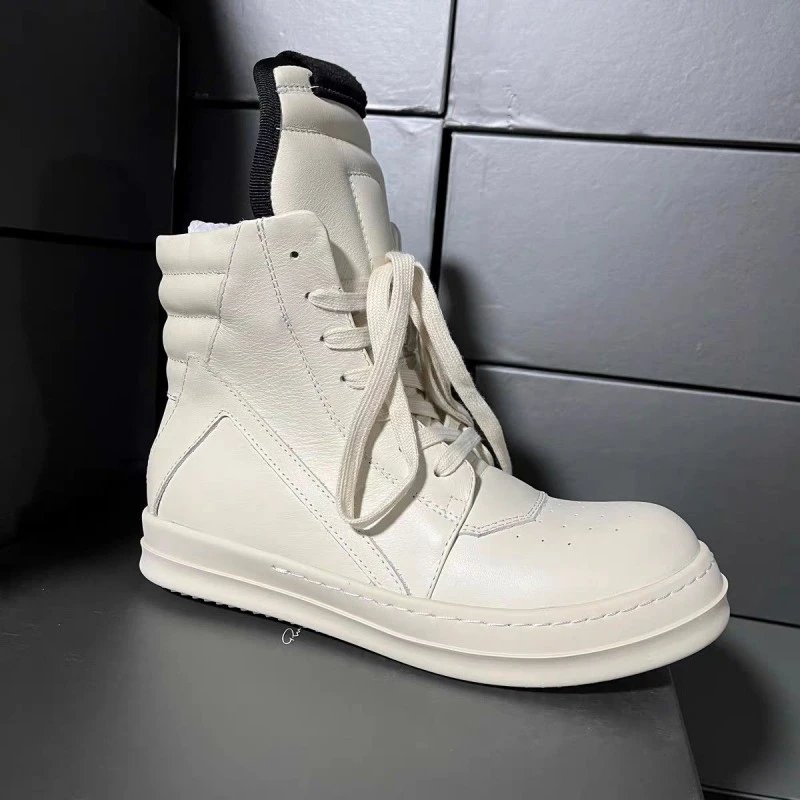 Rick Owens DRKSHDW Runner High White Leather Boots