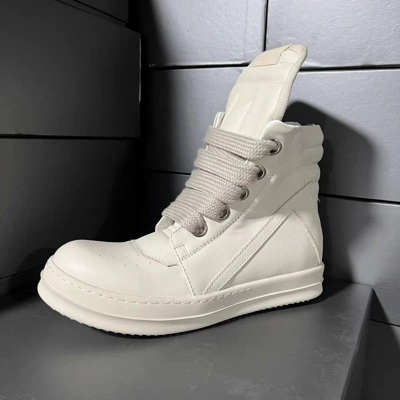 Rick Owens DRKSHDW Runner High White Leather Boots