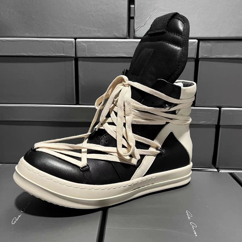 Rick Owens DRKSHDW Runner High White Leather Boots - 11