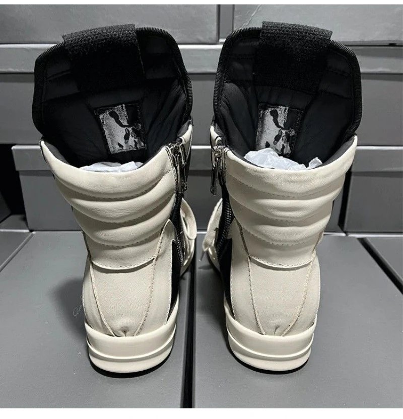 Rick Owens DRKSHDW Runner High White Leather Boots - 18