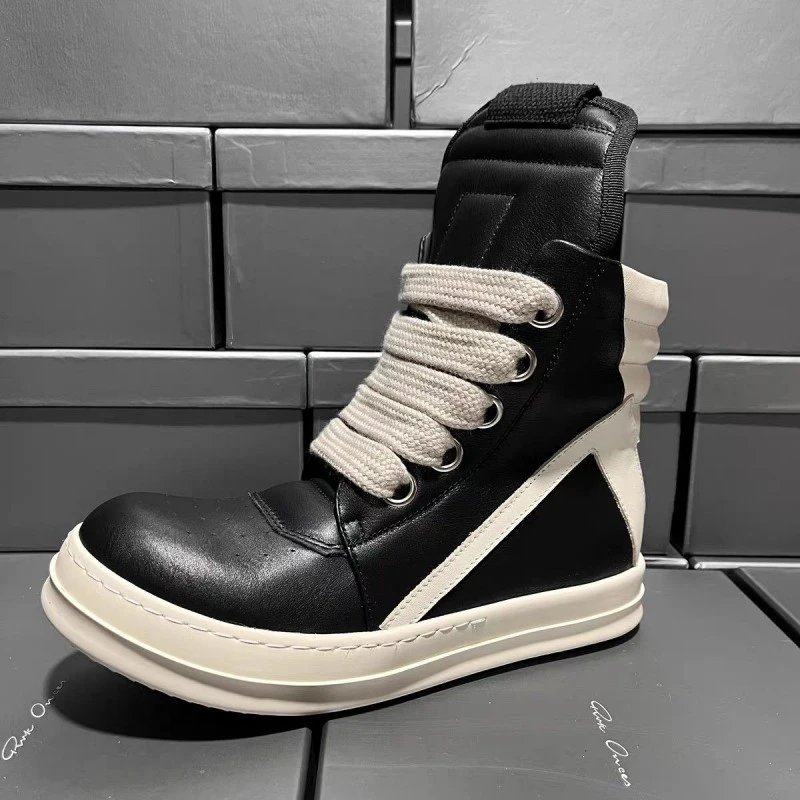 Rick Owens DRKSHDW Runner High White Leather Boots - 10