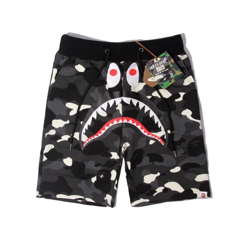 A Bathing Ape Shark Camo Split Shorts Black/Army Green - 13