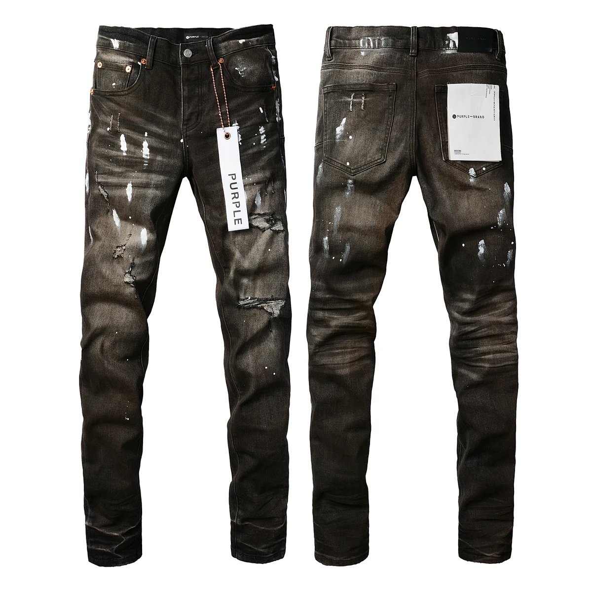 Purple Brand Distressed Paint-Splatter Slim Fit Jeans product detail 11 in Litbuy spreadsheet finds