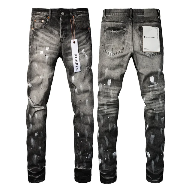 Purple Brand Jeans Slim-fit distressed paint-splatter product detail image 6
