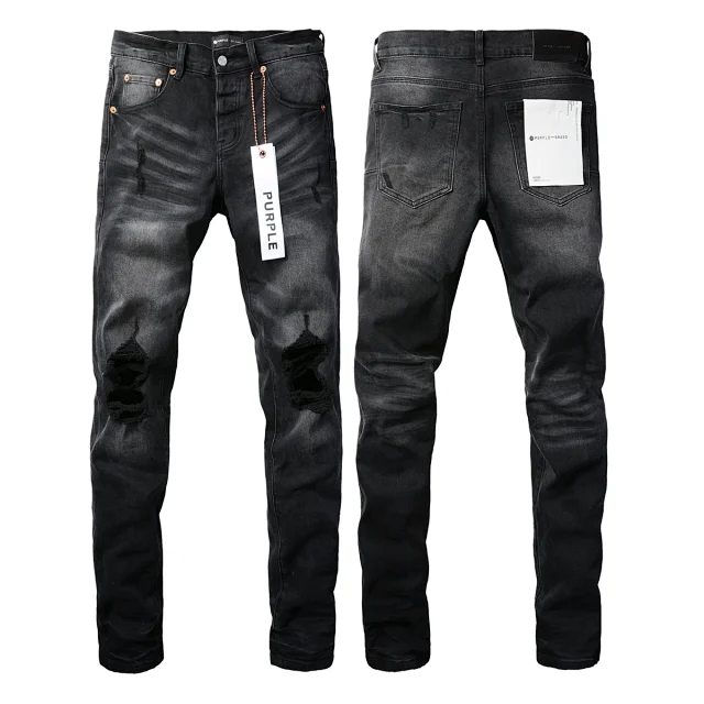 Purple Brand Jeans Slim-fit distressed paint-splatter product detail image 1