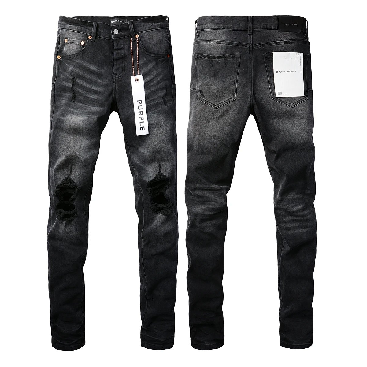 Purple Brand Distressed Paint-Splatter Slim Fit Jeans product detail 2 in Litbuy spreadsheet finds
