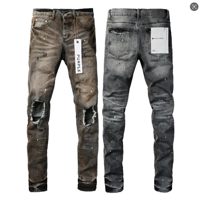 Purple Brand Jeans Slim-fit distressed paint-splatter product detail image 7