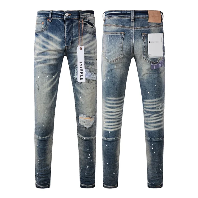 Purple Brand Jeans Slim-fit distressed paint-splatter product detail image 9