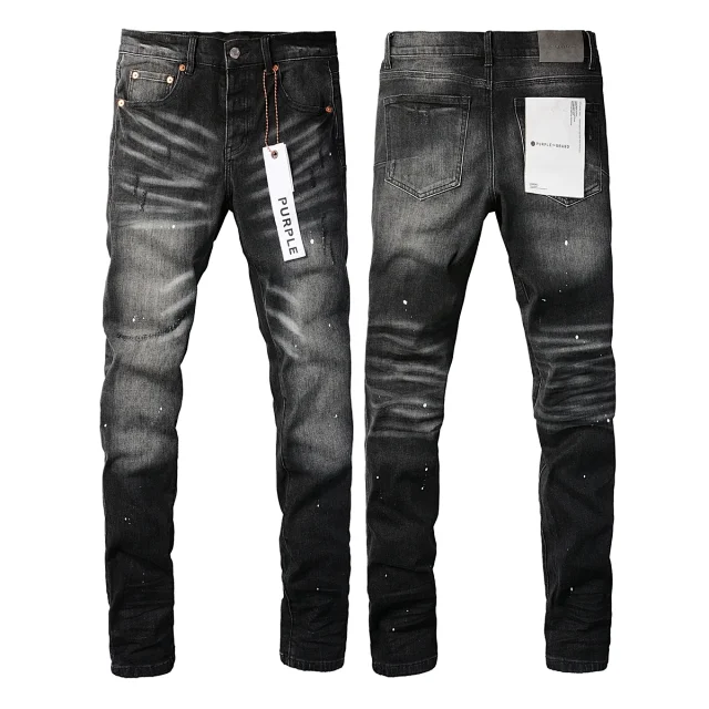 Purple Brand Jeans Slim-fit distressed paint-splatter product detail image 5