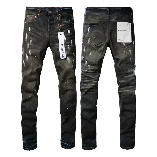 Purple Brand Jeans Slim-fit distressed paint-splatter product detail image 2