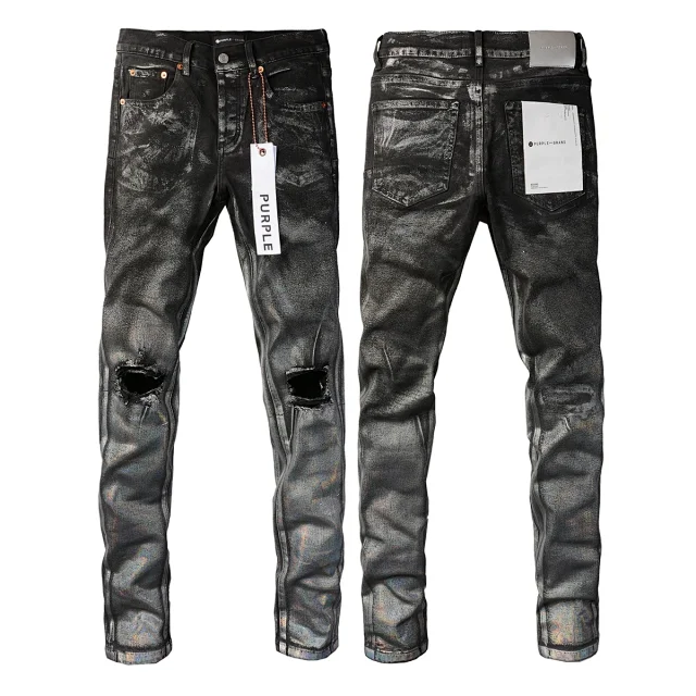 Purple Brand Jeans Slim-fit distressed paint-splatter product detail image 4