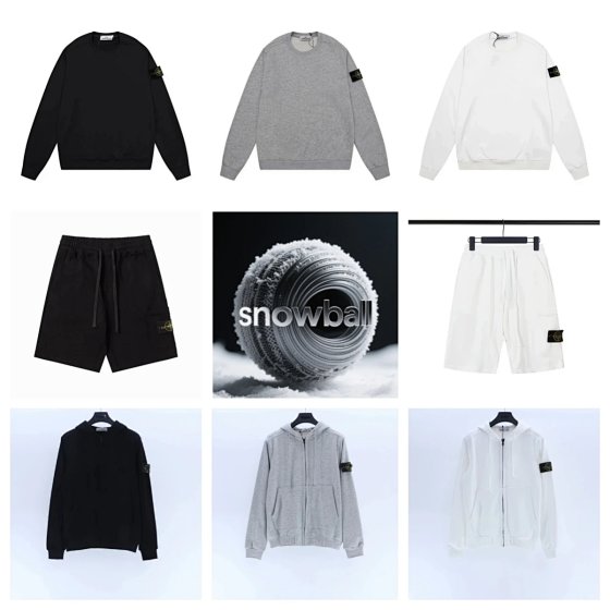 07 Badge functional long shorts zipper hooded set men's and women's round neck hoodie island