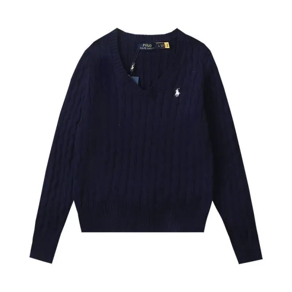 Polo Ralph Lauren Cable Knit V-Neck Sweater Navy - 1