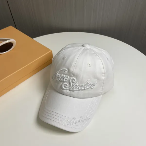 Acne Studios Logo Embroidered White Baseball Cap - 1