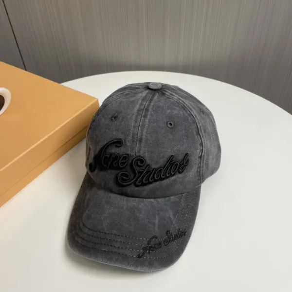 Acne Studios Washed Gray Embroidered Logo Baseball Cap - 1