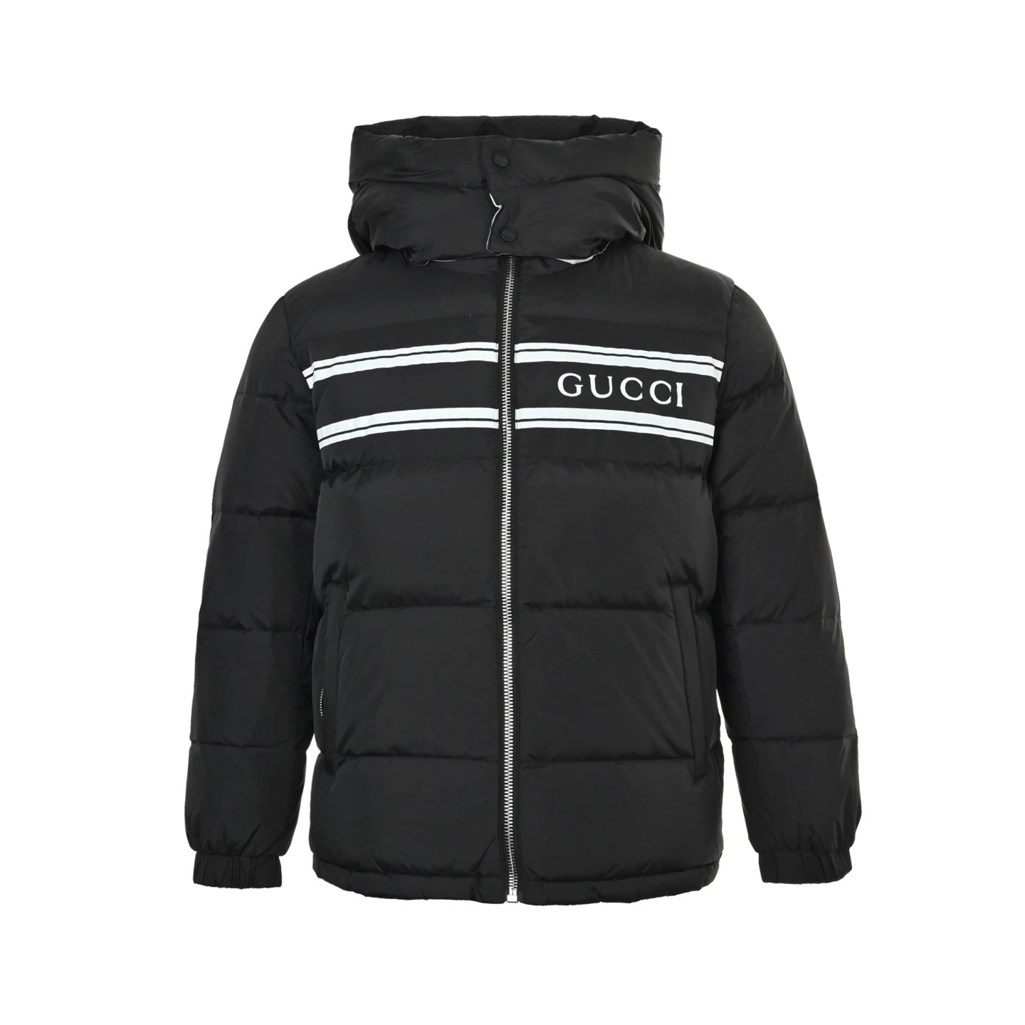 古牌胸前条纹logo连帽羽绒服 6