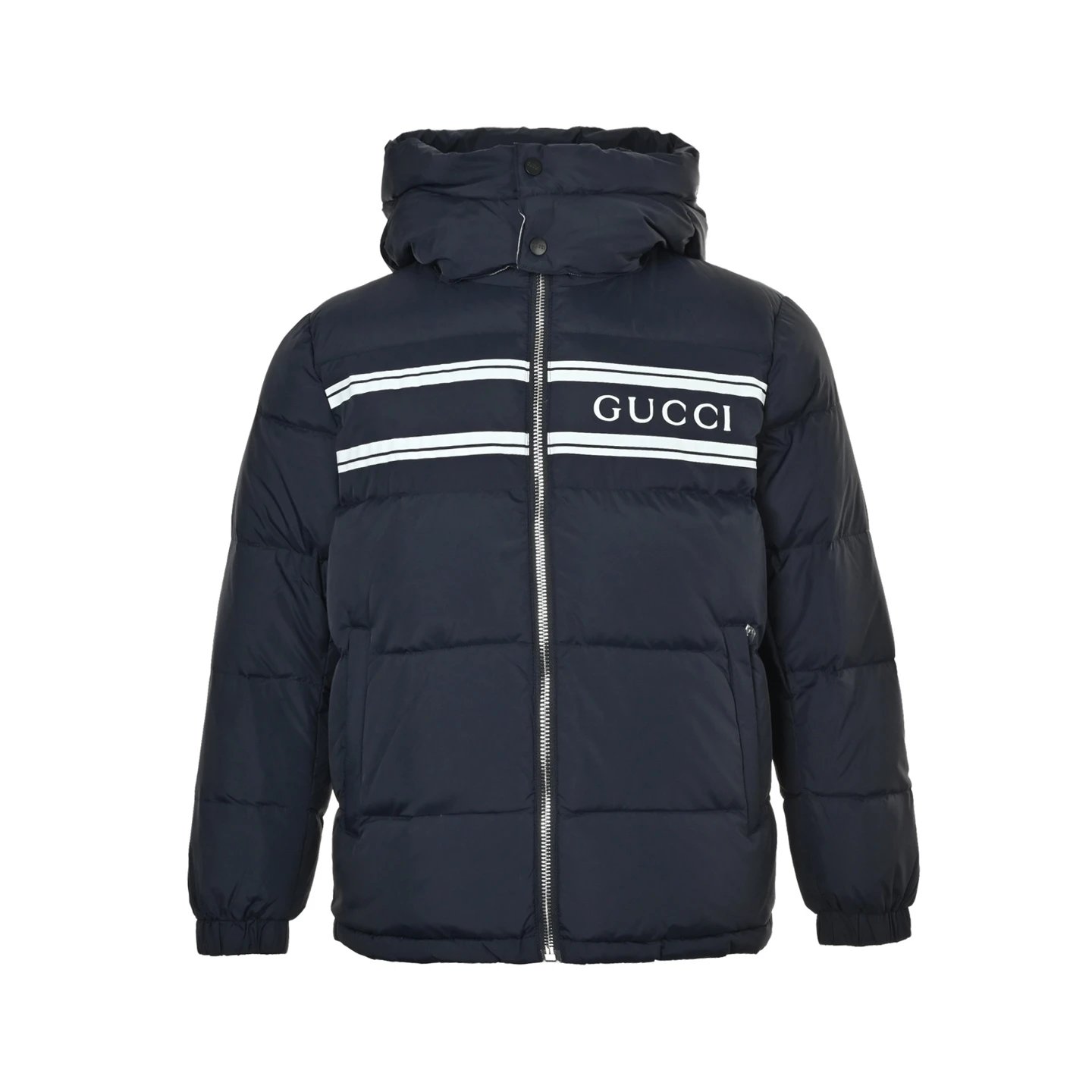 古牌胸前条纹logo连帽羽绒服 5