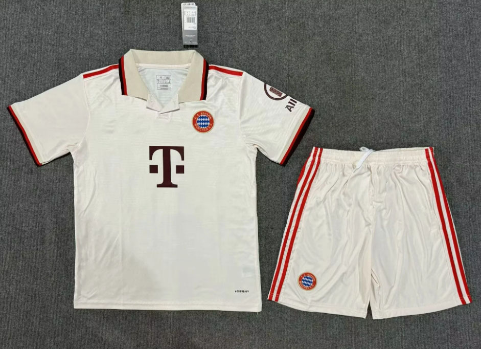 Bayern Munich White Away Soccer Jersey and Shorts Set