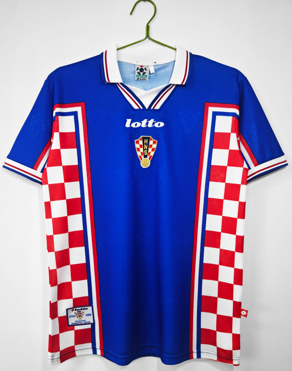 Lotto Blue Red White Checkered Soccer Jersey