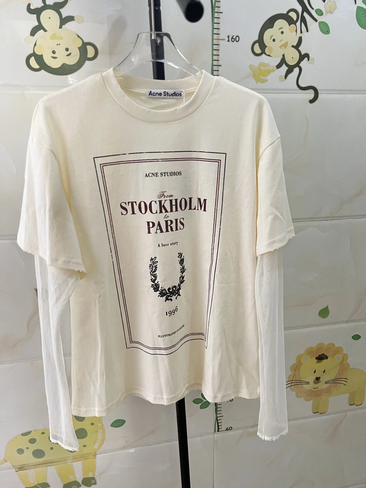 Acne Studios T-shirt Stockholm to Paris Graphic Cream