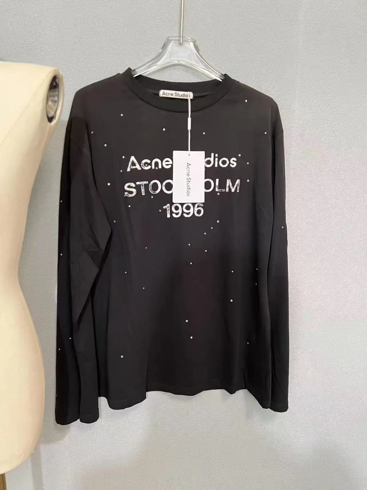 Acne Studios Stockholm 1996 Embellished Long-Sleeve T-Shirt Black