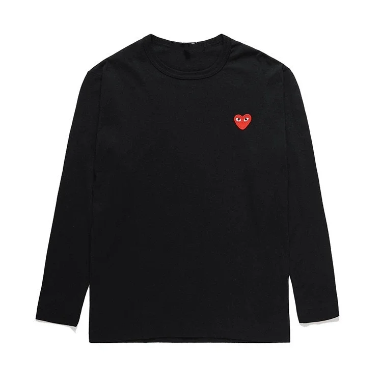 Comme des Garçons Play Long-Sleeve T-Shirt with Red Heart Embroidery