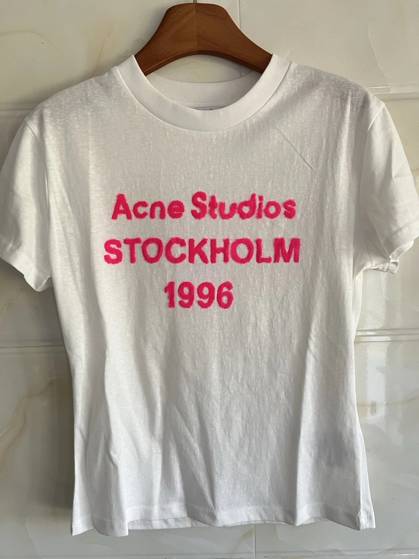 Acne Studios Stockholm 1996 Pink Embroidered T-Shirt