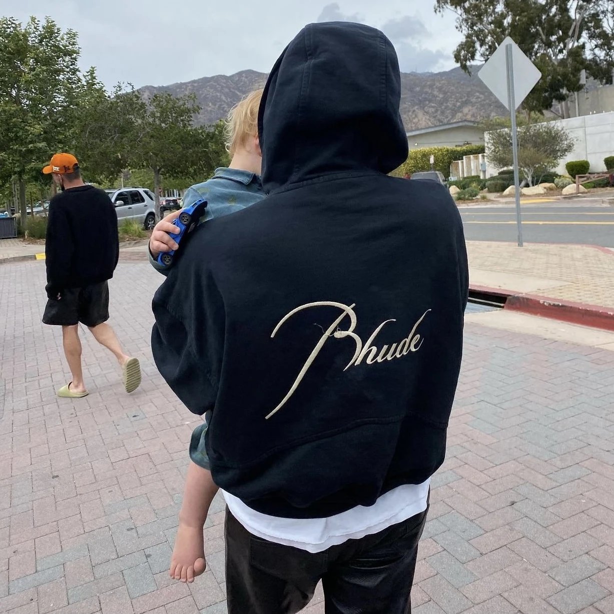 RHUDE Capsule Zipper Letter Logo Embroidered Hoodie Ins High Street Trendy Brand Men's and Women's A