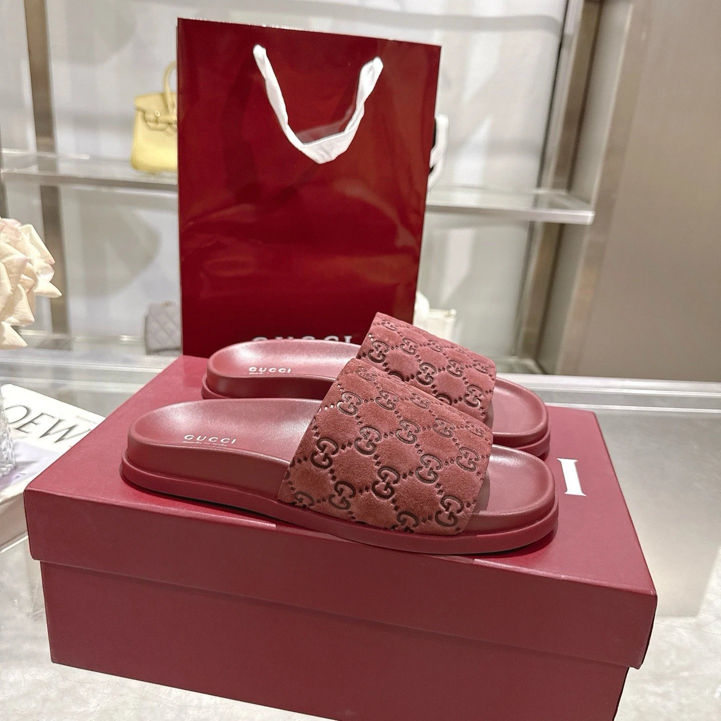 Leather Printed Slide Sandals photo 5