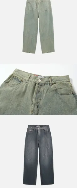Design Wide-Leg Distressed Gray Jeans - 8