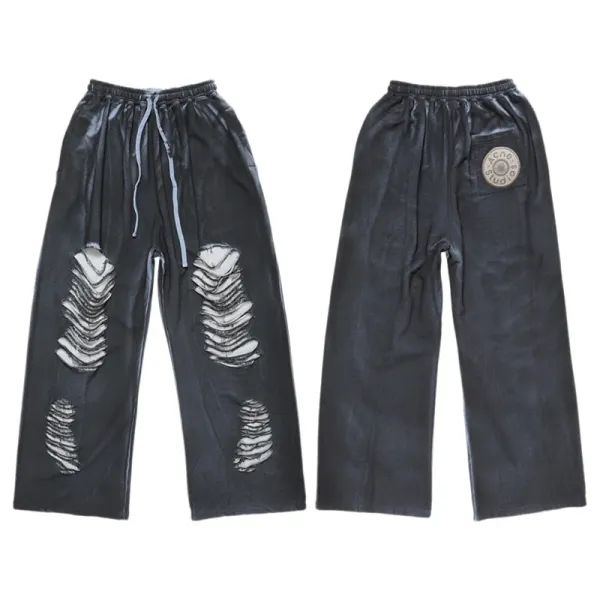 Acne Studios Distressed Velvet Sweatpants Black - 1