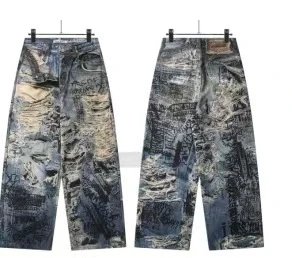 Vintage Wash Letter Print Pants photo 3