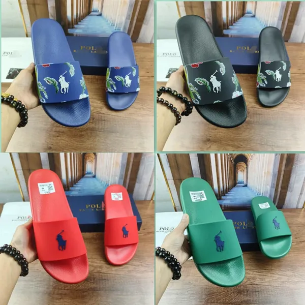 Polo Ralph Lauren Logo Slide Sandals Orange Slippers - 4