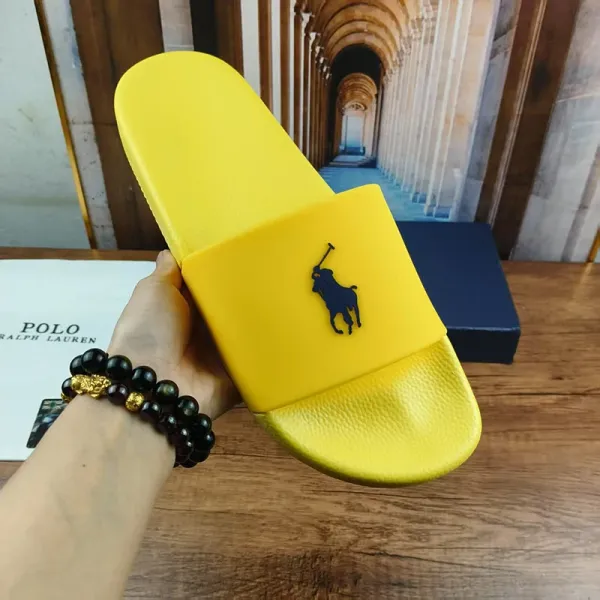 Polo Ralph Lauren Logo Slide Sandals Yellow Slippers - 1